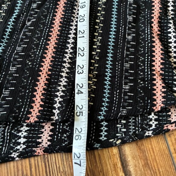 Savanna Jane Embroidered Boho Tunic Top Black Floral Stripes Bell Sleeve Sz 1X - Picture 9 of 11